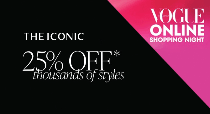 澳洲THE ICONIC Vogue線上購物之夜，指定產品75折